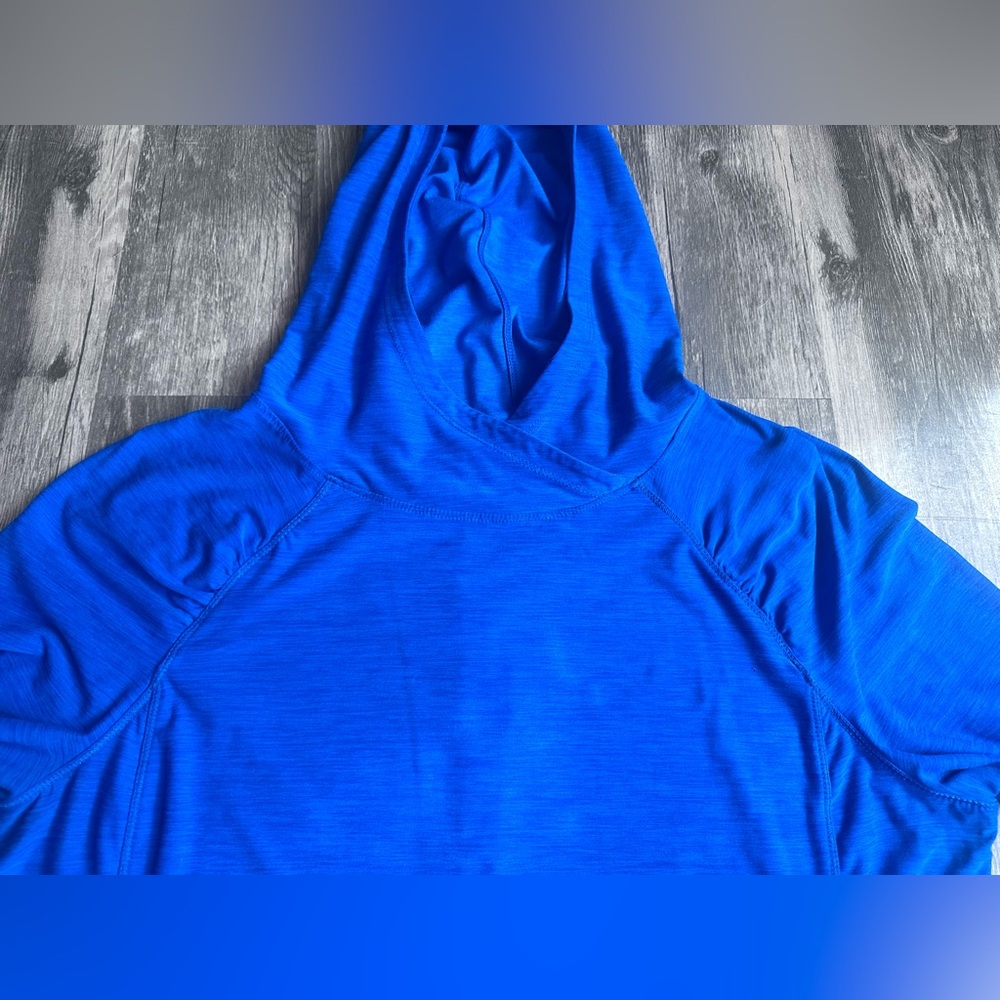 Danskin Long Sleeve Pullover Hooded Athletic Shirt – Size Large | Royal Blue - Picture 10 of 13
